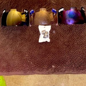 It is three visors the colors are dark clear in rainbow used each one time